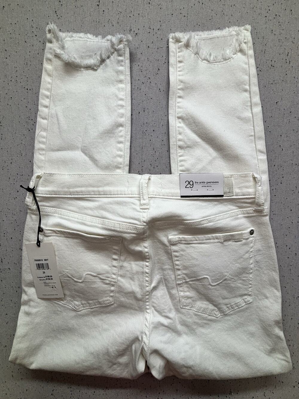 7 For All Mankind Gwenevere Jeans Womens 29 White Ankle Skinny NWT Reg $198